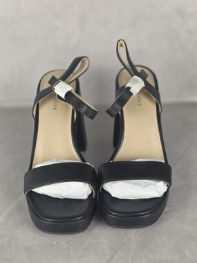Burudani Black Platform Block Heel Sandals for Women